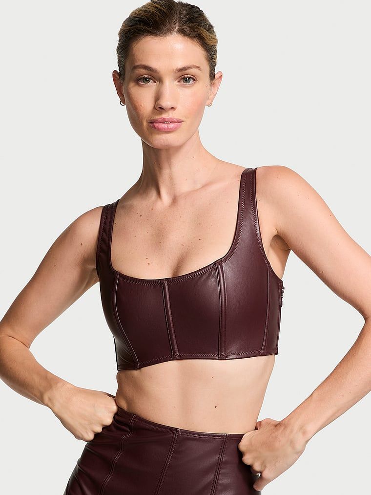 Very Sexy Top gorsetowy skórzany Faux Leather Mini Corset