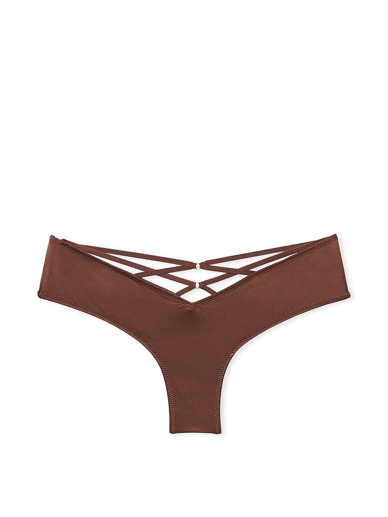 Majtki z paseczkami z tyłu i wysoko wyciętymi nogawkami Strappy-Back Cheeky. Produkt ma kolor brązowy i pochodzi z kolekcji Very Sexy. 