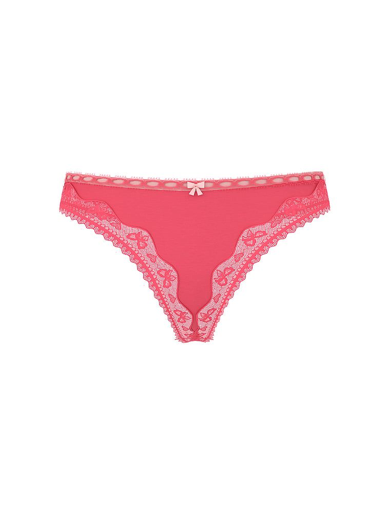 Lace Trim Stringi bawełniane Bow Lace-Trim