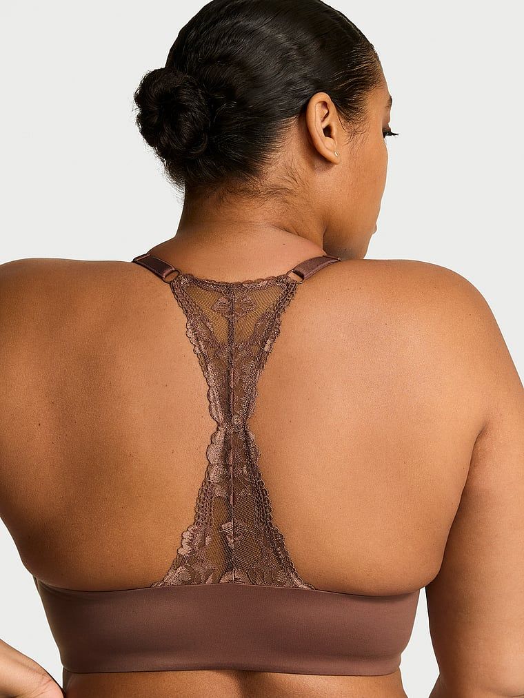 Body by Victoria Biustonosz lekko uszytywniany zapinany z przodu z koronką na plecach Racerback Demi