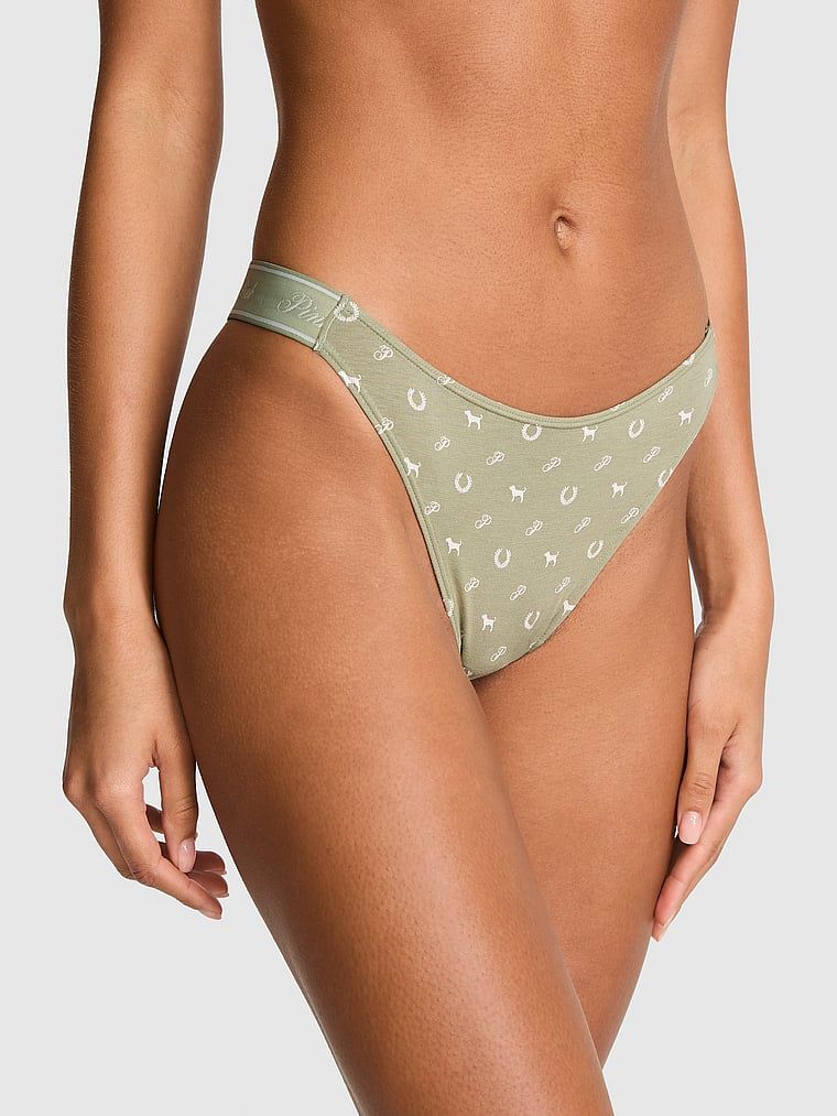 Bawełniane stringi z wysokim wycięciem i logo