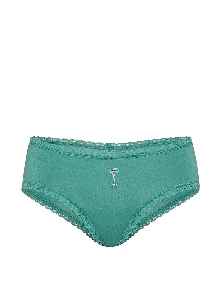 Majtki bawełniane z koronką na krawędziach Lace-Waist Cheeky. Produkt jest wzorzysty i pochodzi z kolekcji Lace Trim. 