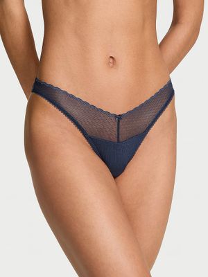 Victoria's Secret Stringi z wysoko wyciętymi nogawkami Lace Pointelle