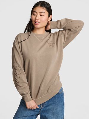 PINK Bluza bawełniana oversize z okrągłym dekoltem