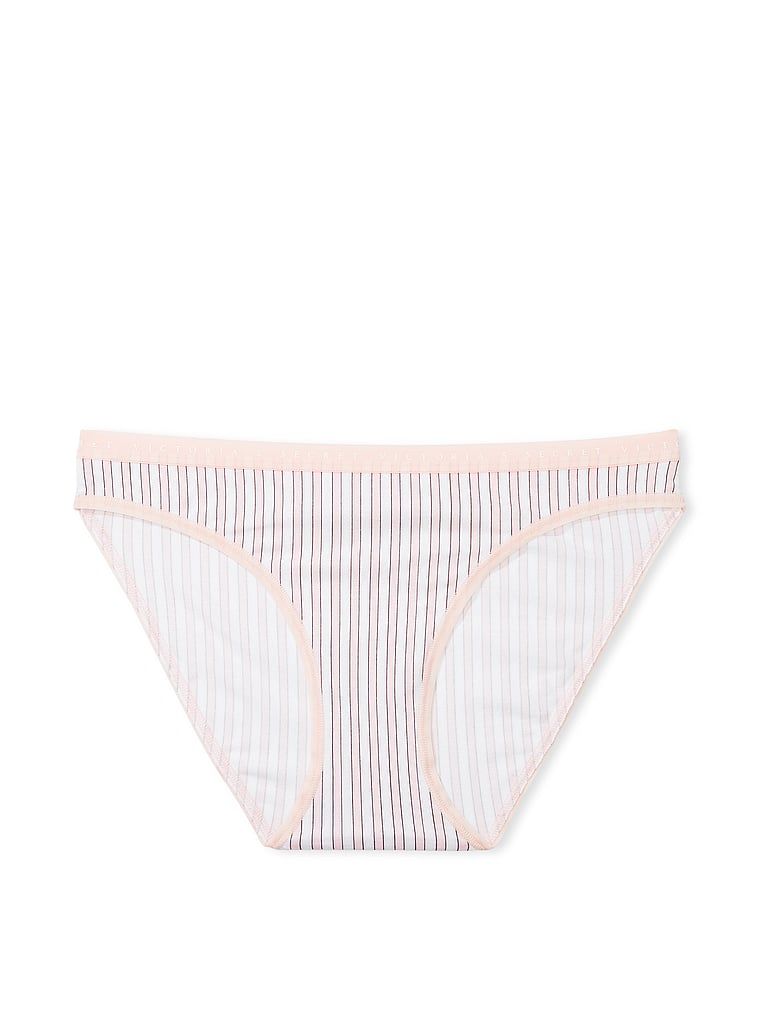 Majtki bawełniane Stretch Cotton Bikini. Produkt ma wzór w paski i pochodzi z kolekcji Victoria's Secret. 