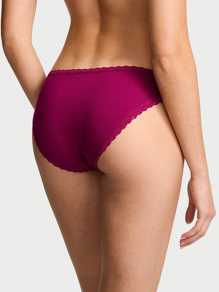 Majtki bawełniane z koronką Lace-Trim Bikini. Produkt ma kolor różowy i pochodzi z kolekcji Lacie. 