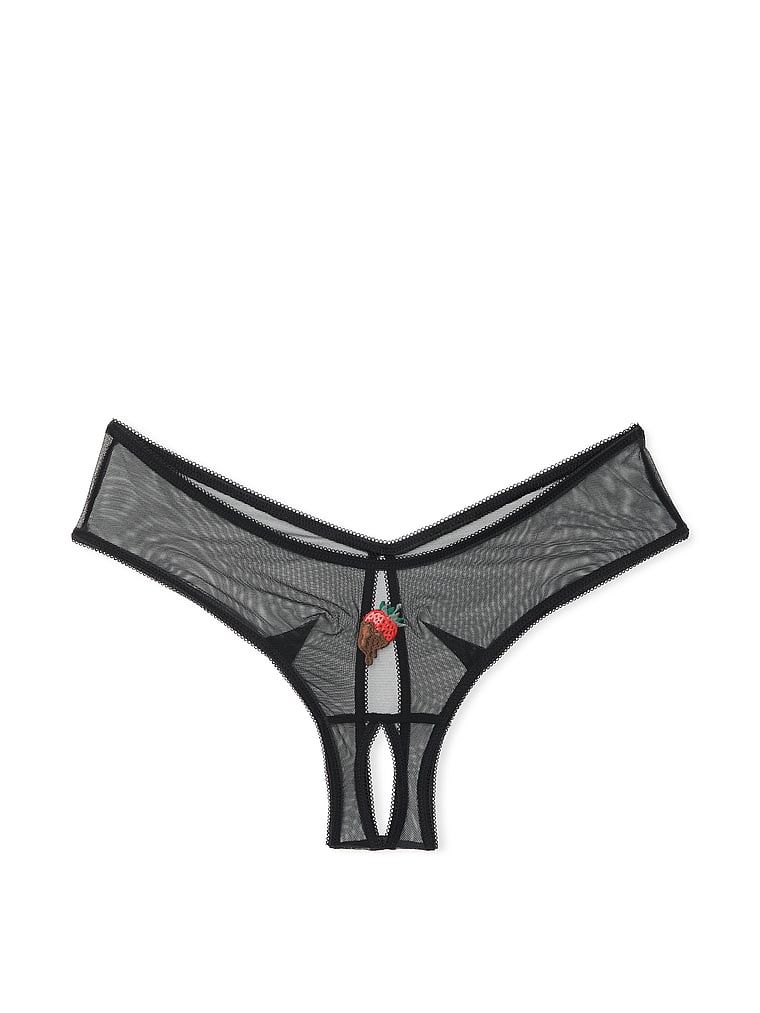 Majtki z siateczki bez kroku. Produkt ma kolor czarny i pochodzi z kolekcji Very Sexy. 