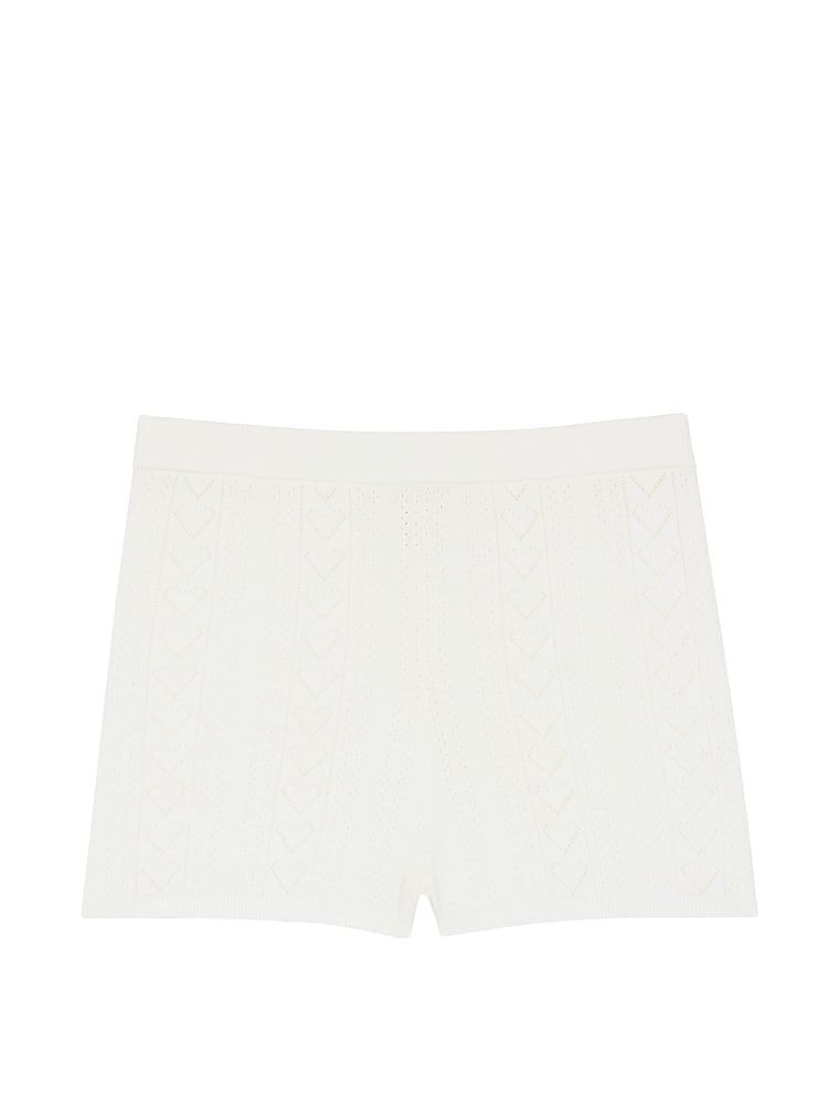 Szorty z dziurkowanego materiału Luxe Heart Pointelle. Produkt ma kolor biały i pochodzi z kolekcji Victoria's Secret. 