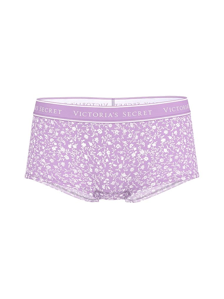 Majtki szorty bawełniane z logo w talii Boyshort. Produkt ma wzór kwiatowy i pochodzi z kolekcji Cotton. 
