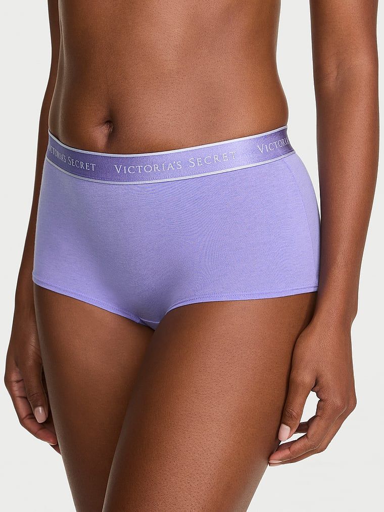 Cotton Majtki bawełniane szorty z logo w talii Boyshort
