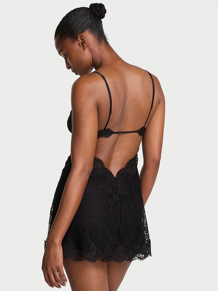 Dream Angels Sukienka mini koronkowa z błyszczącymi ramiączkami Twinkle Strap Slip