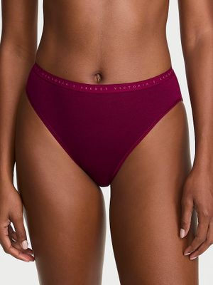 Victoria's Secret Majtki bawełniane figi z wysoko wyciętymi nogawkami High-Leg Brief