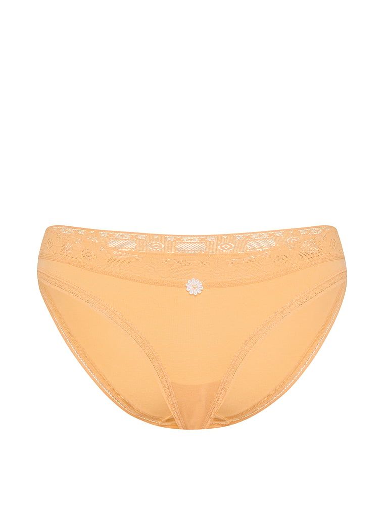 Majtki bawełniane z koronką szydełkową Bikini. Produkt ma kolor żółty i pochodzi z kolekcji Lace Trim. 