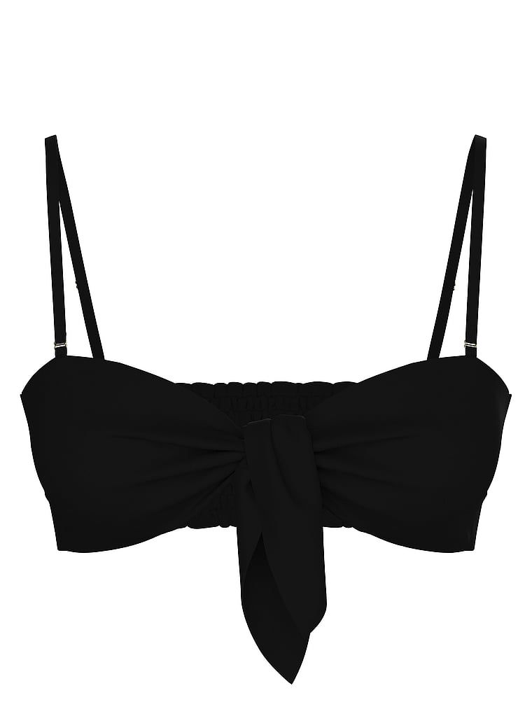 Góra od bikini z odpinanymi ramiączkami Beachwear Easy Tie-Front Bandeau. Produkt ma kolor czarny i pochodzi z kolekcji Victoria's Secret Swim. 
