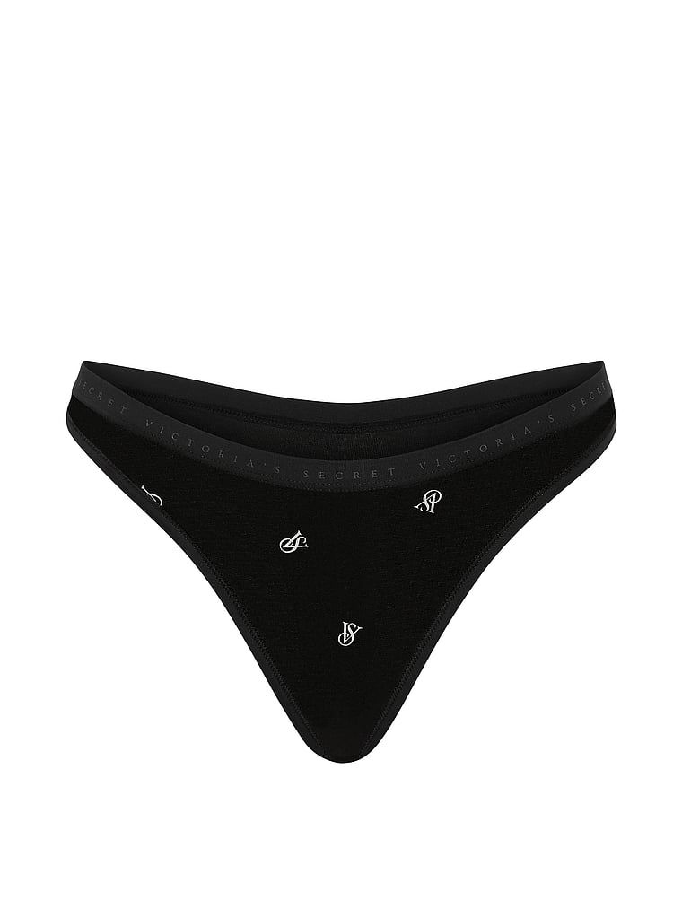 Stringi bawełniane High-Leg Scoop. Produkt jest wzorzysty i pochodzi z kolekcji Victoria's Secret. 