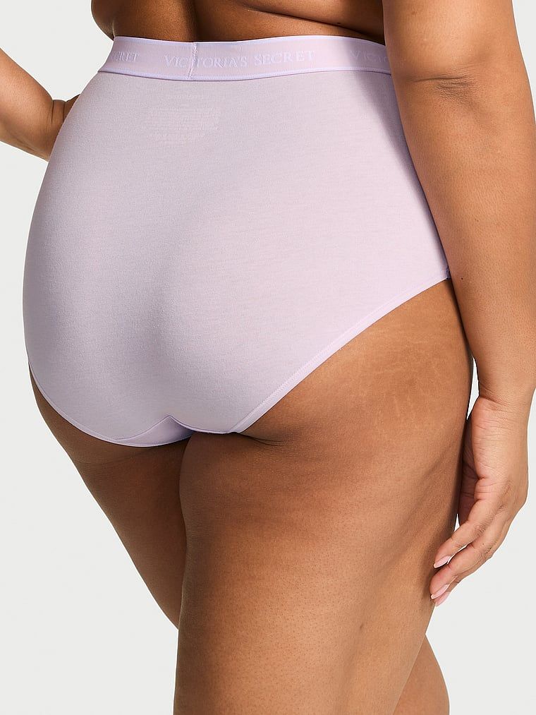 Majtki bawełniane figi z logo marki z wysokim stanem. Produkt ma kolor purpurowy i pochodzi z kolekcji Cotton. 