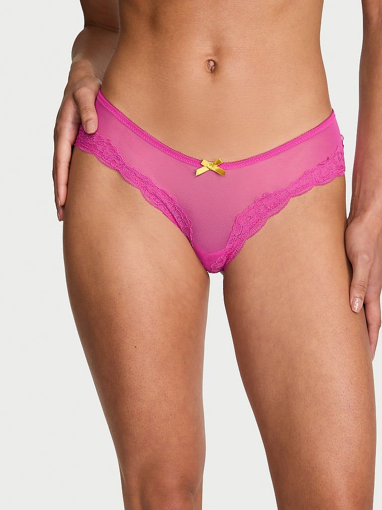 Victoria's Secret Majtki z siateczki i koronki Tease Cheeky
