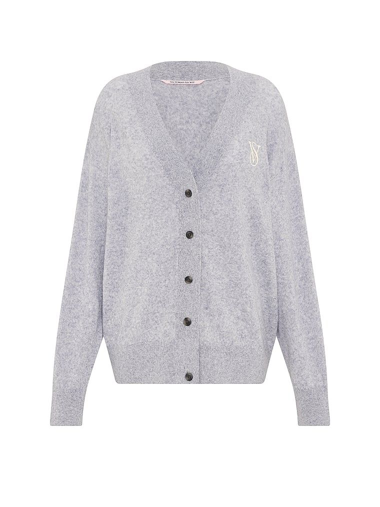Sweter zapinany na guziki Luxe Knit. Produkt ma kolor szary i pochodzi z kolekcji Victoria's Secret. 