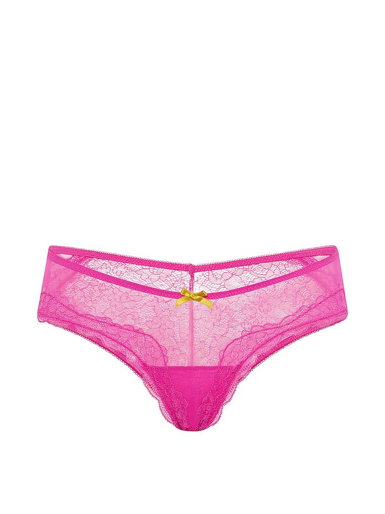 Majtki z siateczki i koronki Tease Cheeky. Produkt ma kolor różowy i pochodzi z kolekcji Victoria's Secret. 