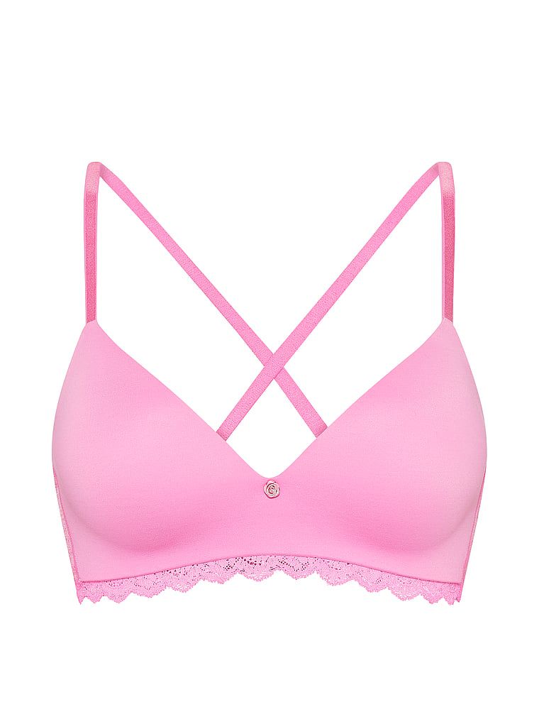 Biustonosz push-up bez fiszbin Smooth and Lace. Produkt ma kolor różowy i pochodzi z kolekcji Dream Angels. 