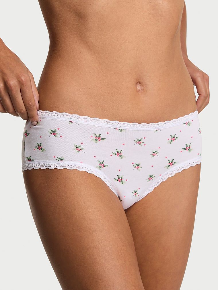 Majtki bawełniane z koronką na krawędziach Lace-Waist Cheeky. Produkt jest wzorzysty i pochodzi z kolekcji Lace Trim. 