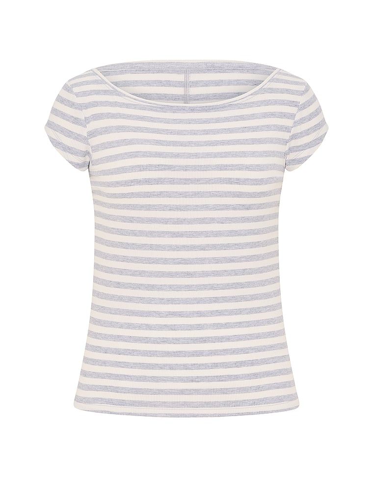 T-shirt z modalu z dekoltem łódka VS Iconic Rib Boatneck. Produkt jest wzorzysty i pochodzi z kolekcji Angel Essentials. 