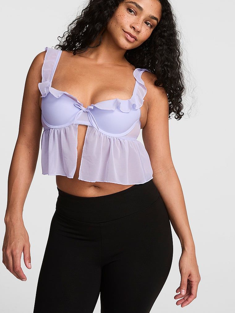 Top biustonoszowy babydoll lekko usztywniany GRWPINK