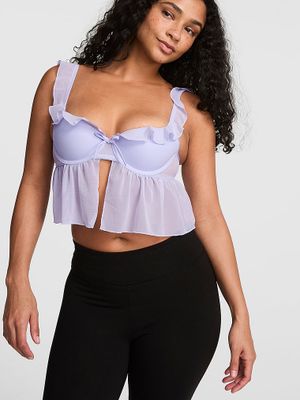 Top biustonoszowy babydoll lekko usztywniany GRWPINK