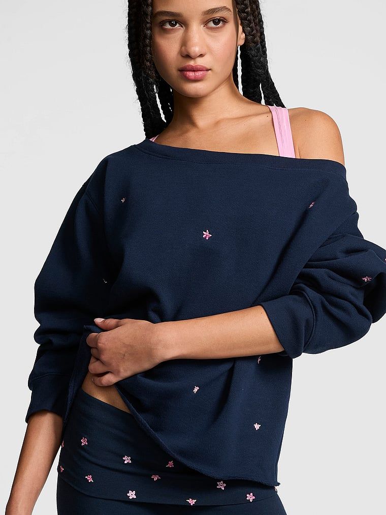 Prążkowana bluza Campus Fleece off-shoulder