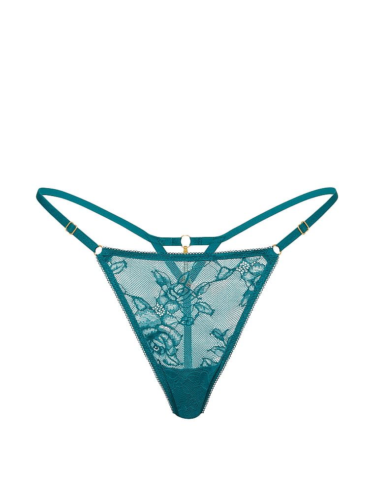 Stringi koronkowe z regulowanymi paskami Hardware. Produkt ma kolor niebieski i pochodzi z kolekcji Very Sexy. 