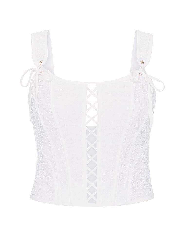 Top gorsetowy z bawełny i koronki. Produkt ma kolor biały i pochodzi z kolekcji Dream Angels. 