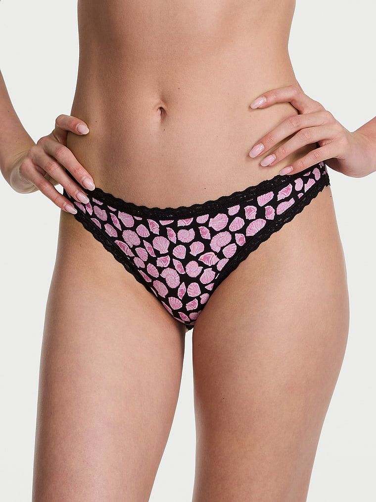 Majtki bawełniane z koronką Lace-Trim Bikini. Produkt jest wzorzysty i pochodzi z kolekcji Lacie. 