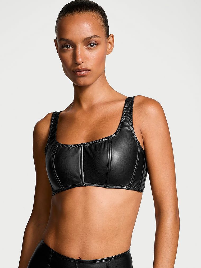 Very Sexy Top gorsetowy skórzany Faux Leather Mini Corset