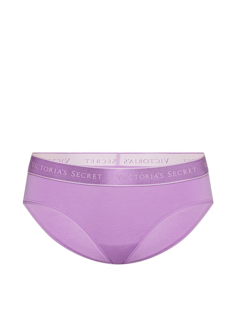 Majtki bawełniane z logo w talii Hiphugger. Produkt ma kolor fioletowy i pochodzi z kolekcji Cotton. 