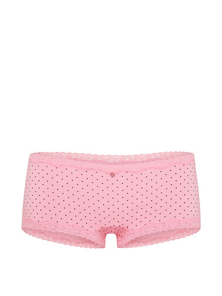 Majtki bawełniane szorty z koronką na krawędziach Lace-Trim Boyshort. Produkt ma kolor wzorzysty i pochodzi z kolekcji Lace Trim. 