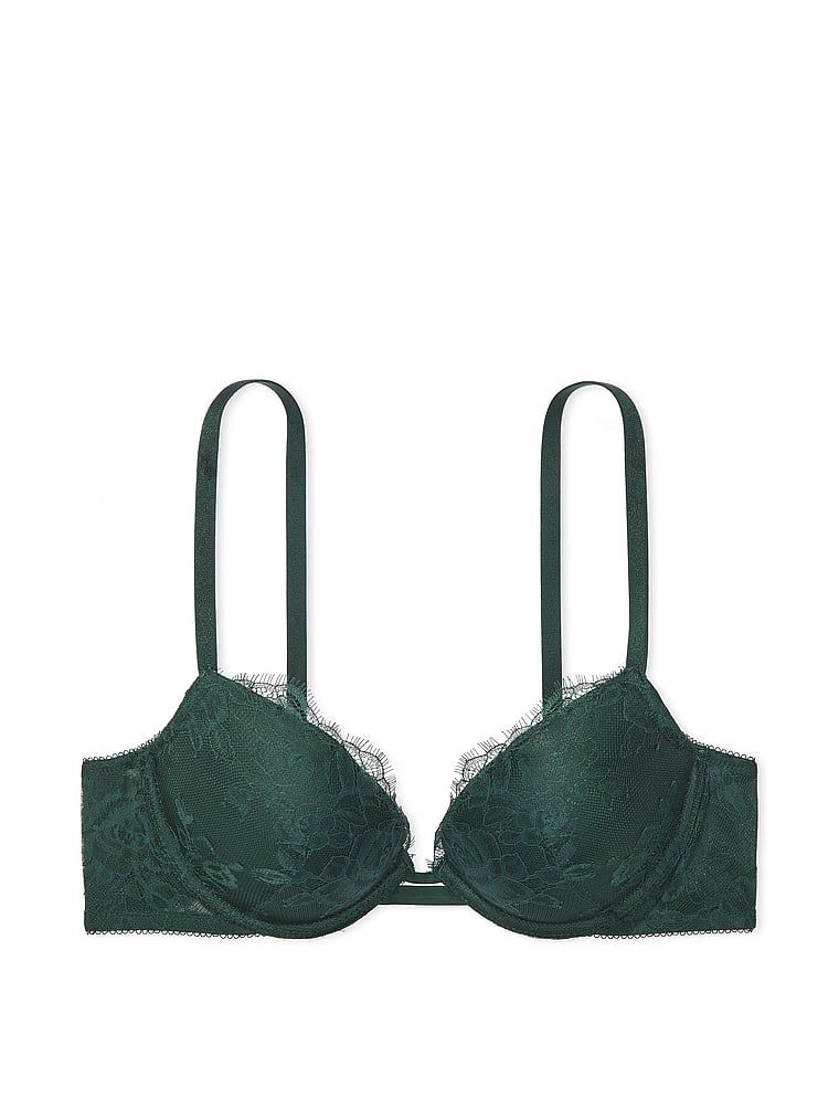 Na zdjęciu na białym tle widoczny jest biustonosz push-up Rose Lace. Produkt ma kolor zielony i pochodzi z kolekcji Very Sexy.