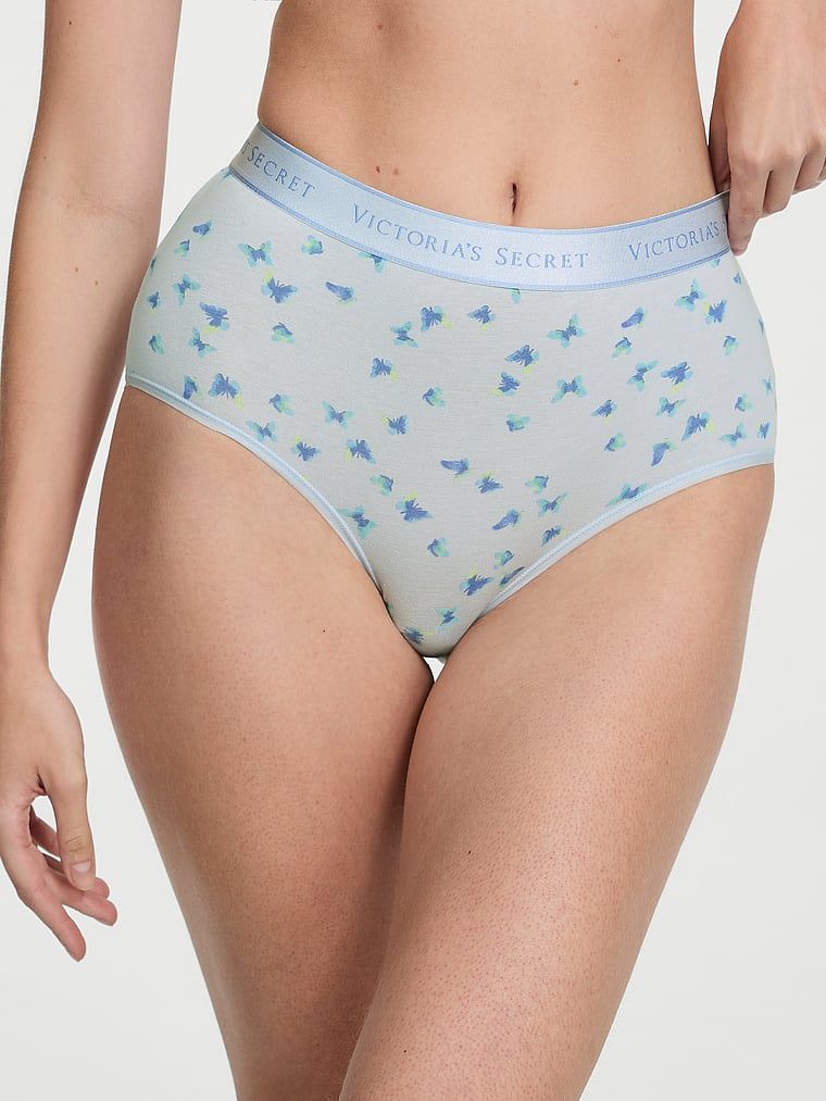 Majtki bawełniane figi z logo marki z wysokim stanem. Produkt jest wzorzysty i pochodzi z kolekcji Cotton. 