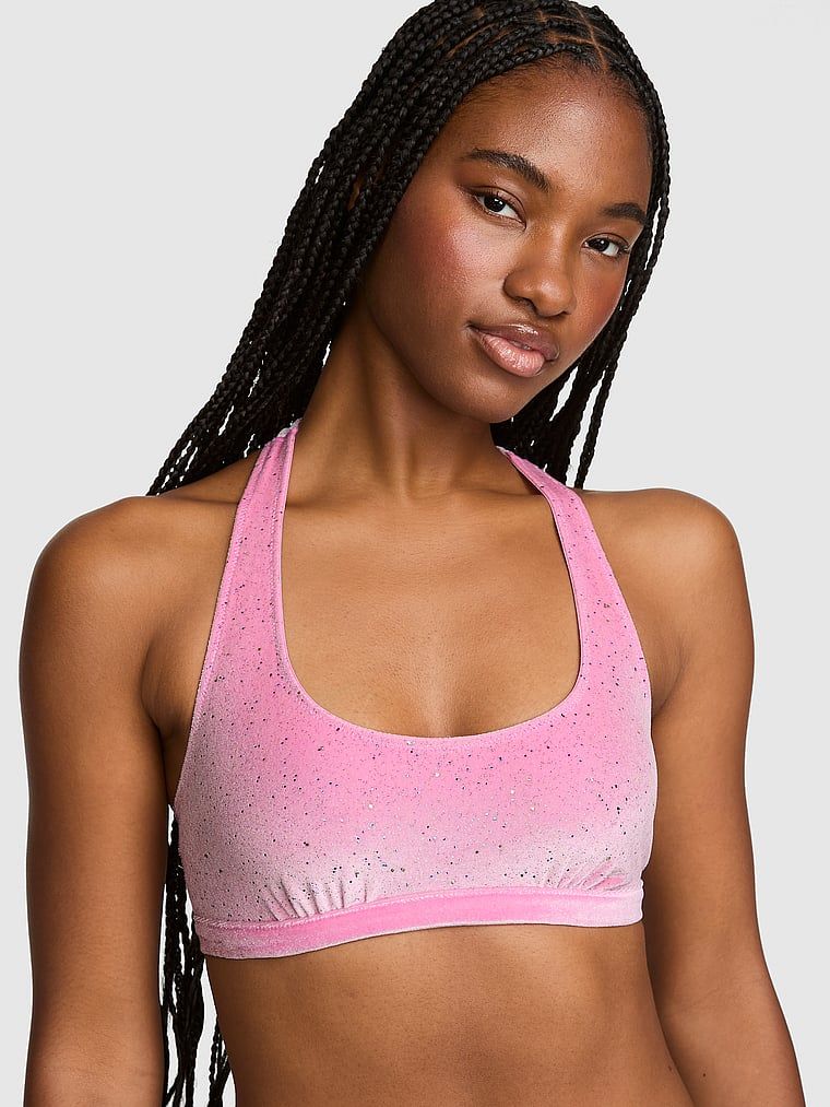 PINK Nieusztywniany bralet z plecami typu racerback Plush Touch