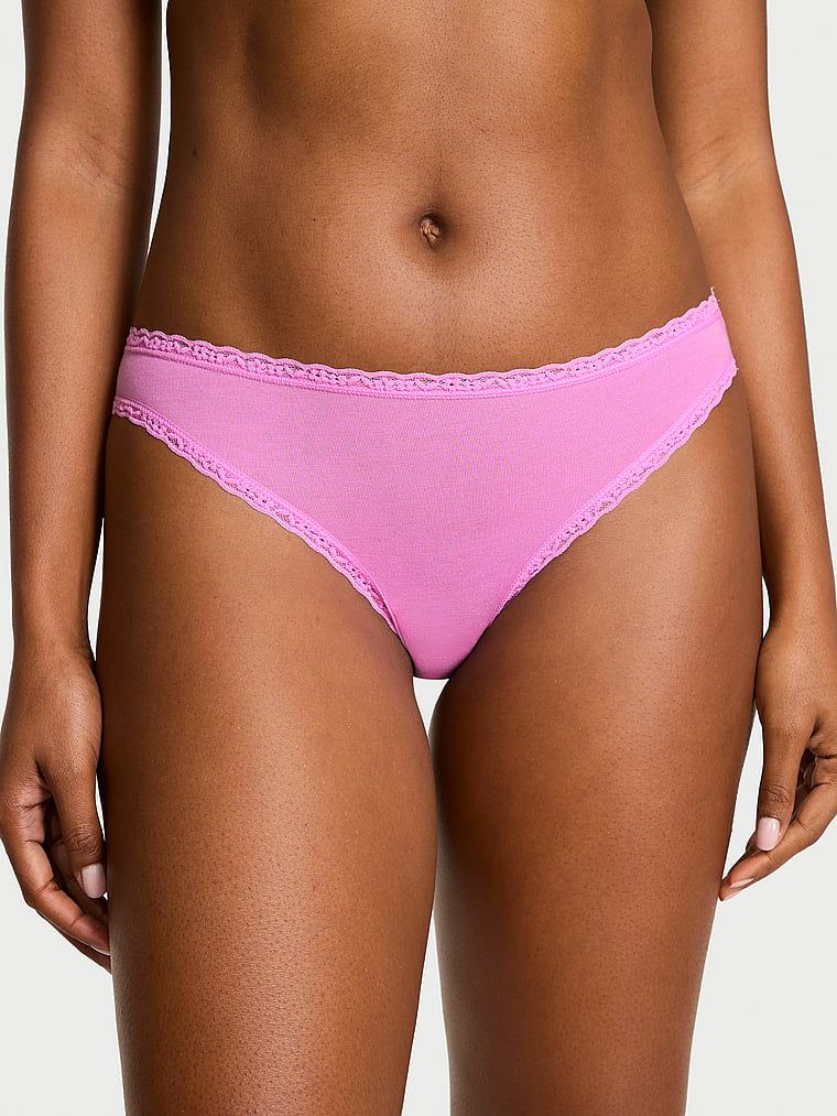 Majtki bawełniane z koronką Lace-Trim Bikini. Produkt ma kolor różowy i pochodzi z kolekcji Lacie. 