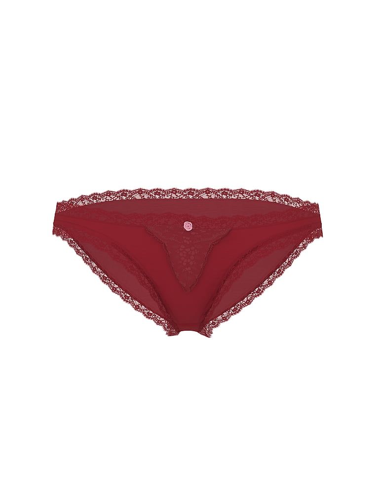 Majtki z koronką na krawędziach Lace-Trim Bikini. Produkt ma kolor czerwony i pochodzi z kolekcji Dream Angels. 