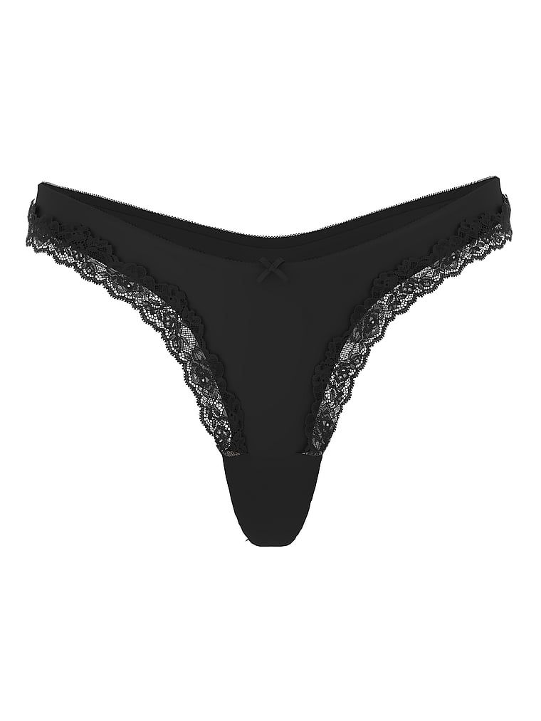 Stringi z siateczki z koronką na krawędziach Mesh Lace-Trim. Produkt ma kolor czarny i pochodzi z kolekcji Very Sexy. 