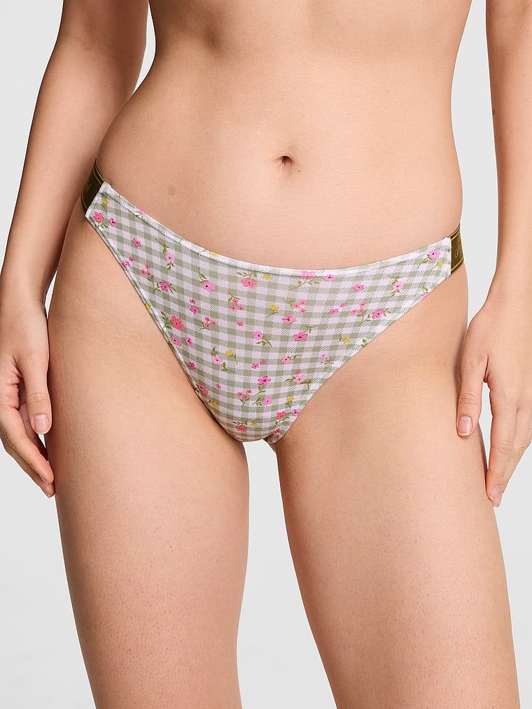 Stringi Logo Cotton Shine z wysokim wycięciem