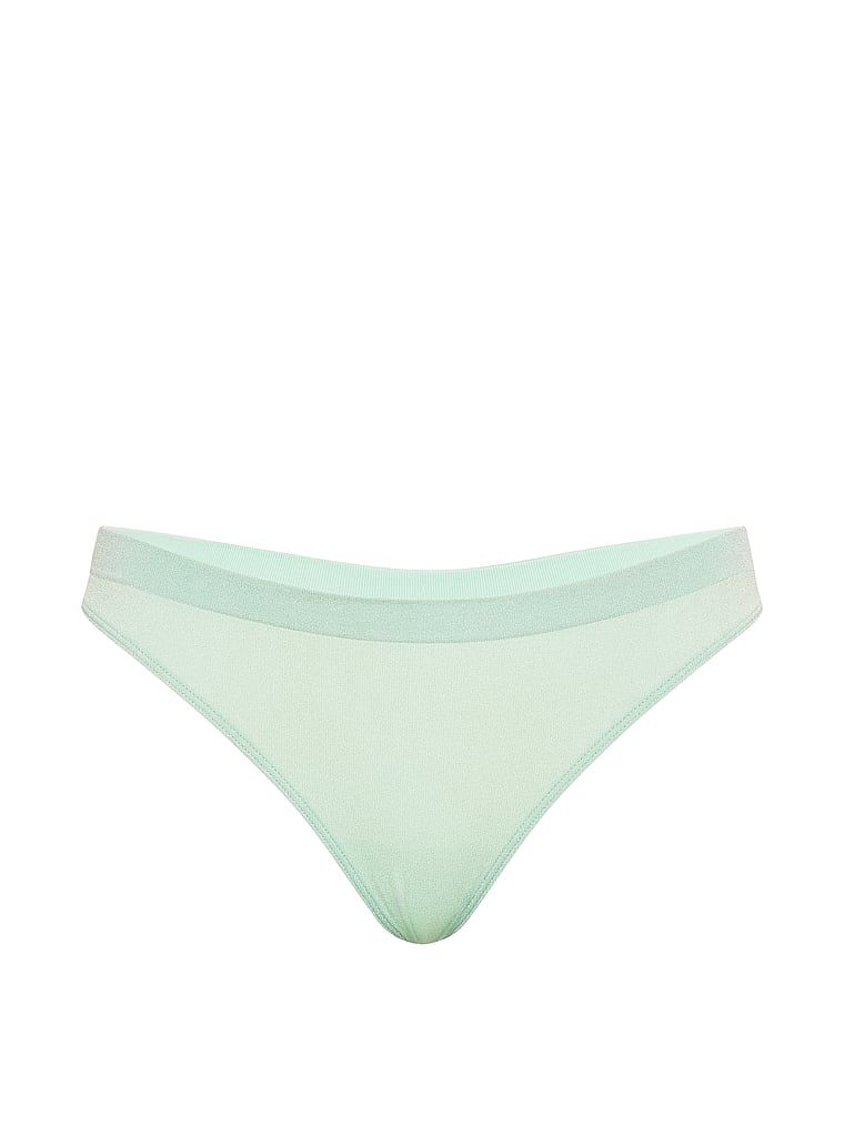Stringi z błyszczącego materiału Shimmer. Produkt ma kolor zielony i pochodzi z kolekcji Seamless. 