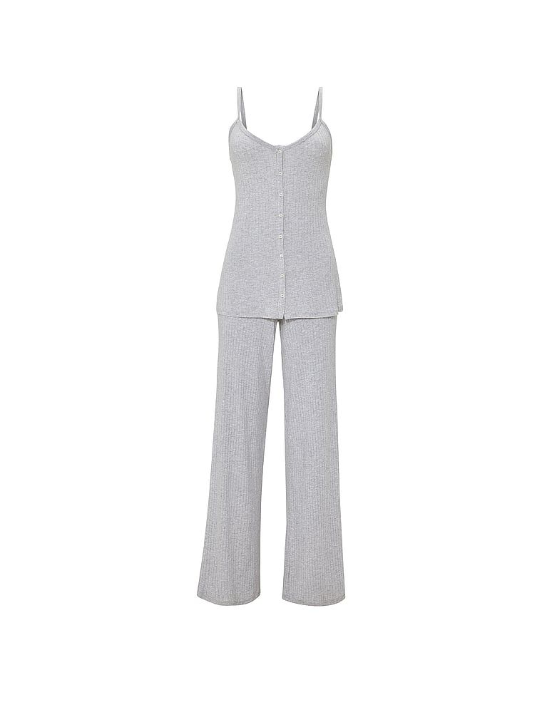 Zestaw z modalu do spania - top i spodnie SoSoft Wide-Rib. Produkt ma kolor szary i pochodzi z kolekcji Victoria's Secret. 
