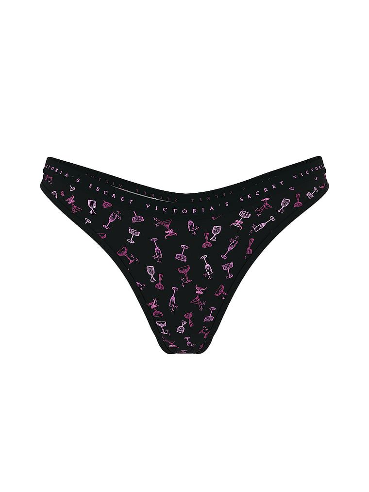 Stringi bawełniane High-Leg Scoop. Produkt jest wzorzysty i pochodzi z kolekcji Victoria's Secret. 