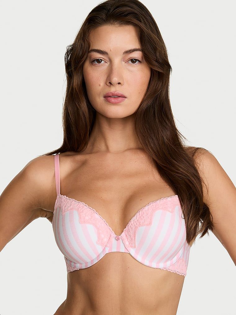 Biustonosz push-up bawełniany Perfect Shape. Produkt jest wzorzysty i pochodzi z kolekcji T-shirt. 