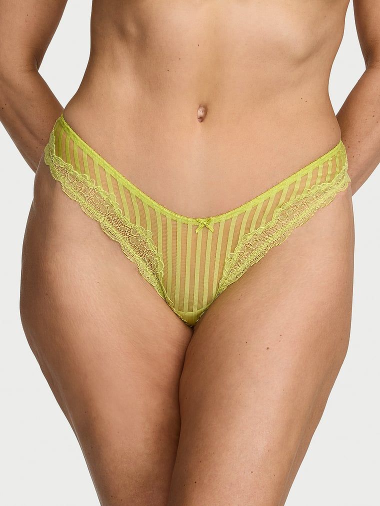 Victoria's Secret Stringi z paseczków z wysoko wyciętymi nogawkami Tease Sheer Stripe