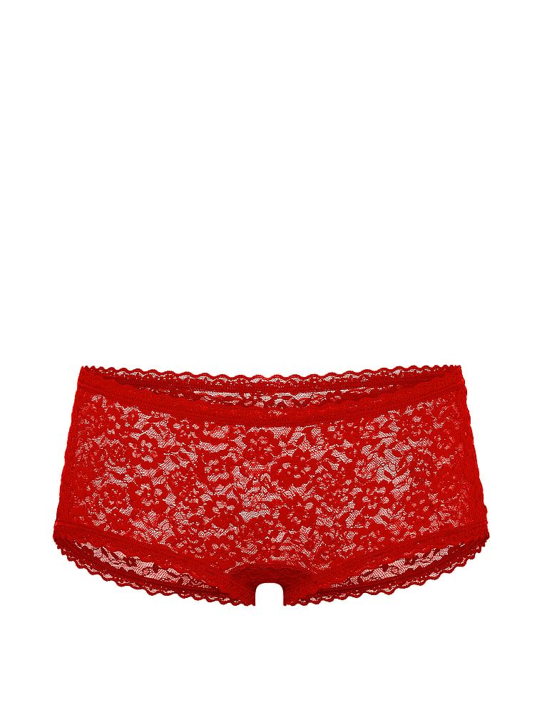 Majtki koronkowe szorty z niskim stanem Boyshort. Produkt ma kolor czerwony i pochodzi z kolekcji Lacie. 