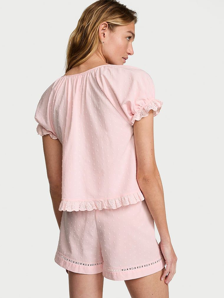 Piżama bawełniana w stylu vintage z szortami Dream. Produkt ma kolor różowy i pochodzi z kolekcji Victoria's Secret. 