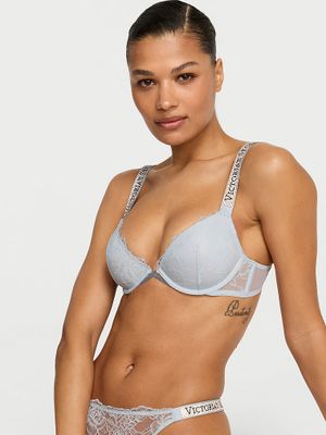 Very Sexy Biustonosz lekko usztywniany koronkowy z błyszczącymi ramiączkami Shine Strap Demi